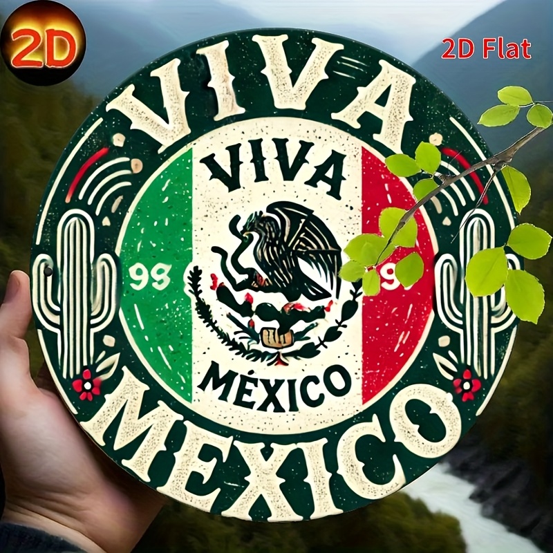 Vintage Collectible Signs - 1pc Vintage 'Mexico' rond metalen bord