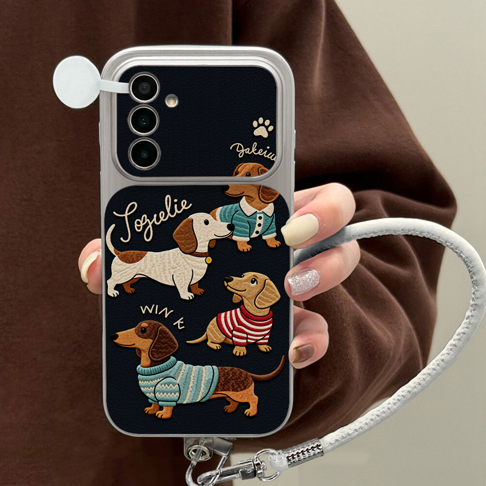 Camera Leather Case - Cartoon Dachshund Telefoonhoesje voor Samsung A56