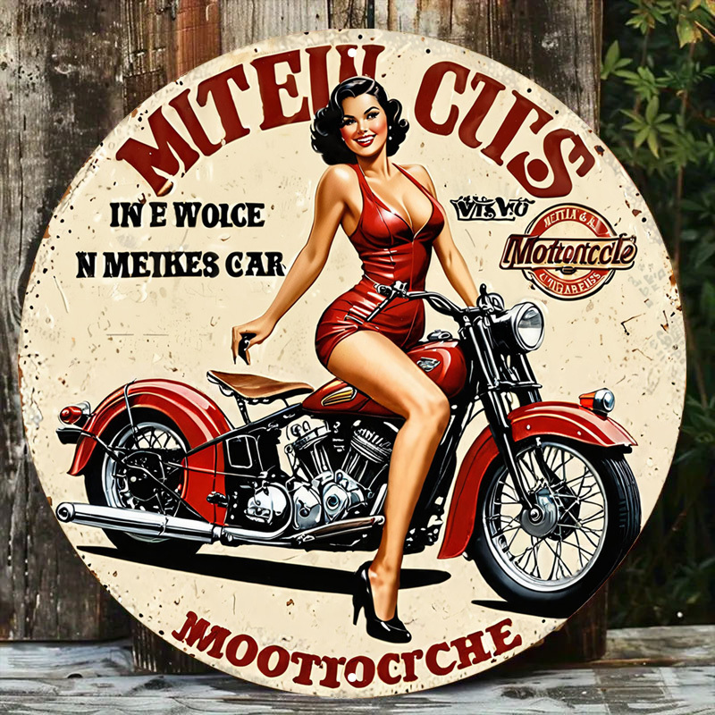 Vintage Collectible Signs - Vintage motorfiets aluminium muurkunst - 8x8