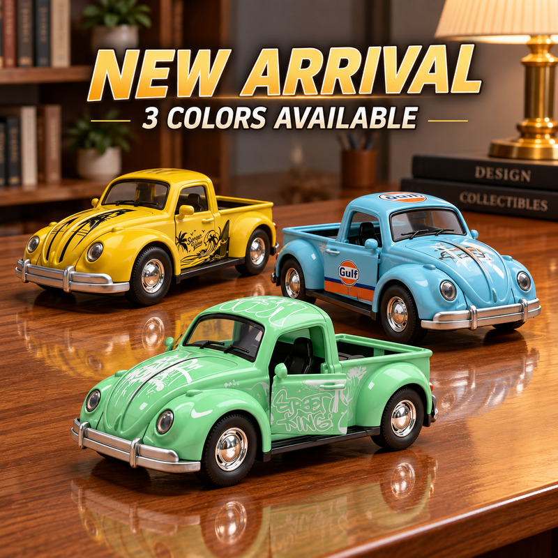 Vintage Collectibles & More Llc Photos - NIEUW 1:36 Vintage Beetle-stijl pick-up truck,