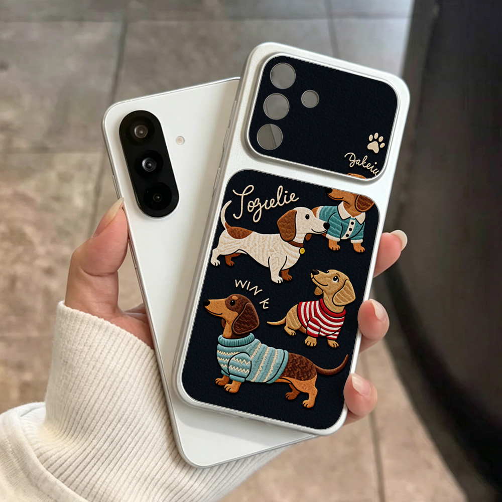 Camera Leather Case - Cartoon Puppy Lederen Telefoonhoesje voor Samsung