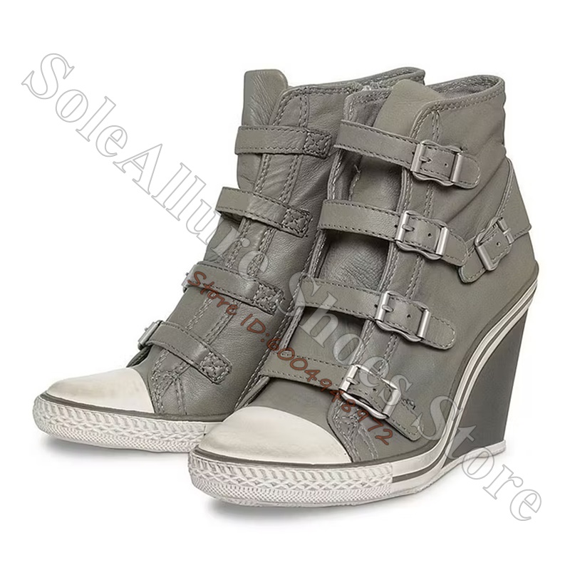 Grijze multi-gesp hoge wedgesn - Vintage Zipper recensie en prijs