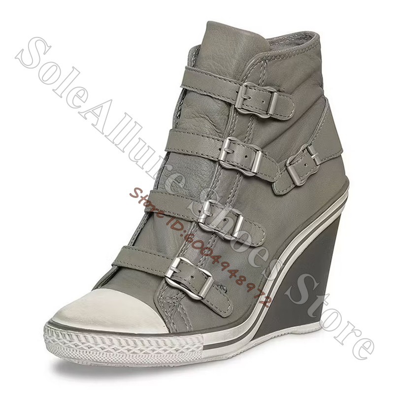 Grijze multi-gesp hoge wedgesn - Vintage Zipper recensie en prijs